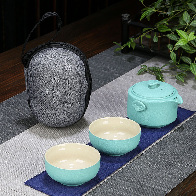 Porcelana ceramiczna czajniczek i filiżanki robić herbaty biuro podróży zestaw robić herbaty Kung Fu Teaware Wykonany ręcznie przenośny chińnarty zestaw robić herbaty dzbanek na herbatę i zestaw filiżanek: D lekki zielony