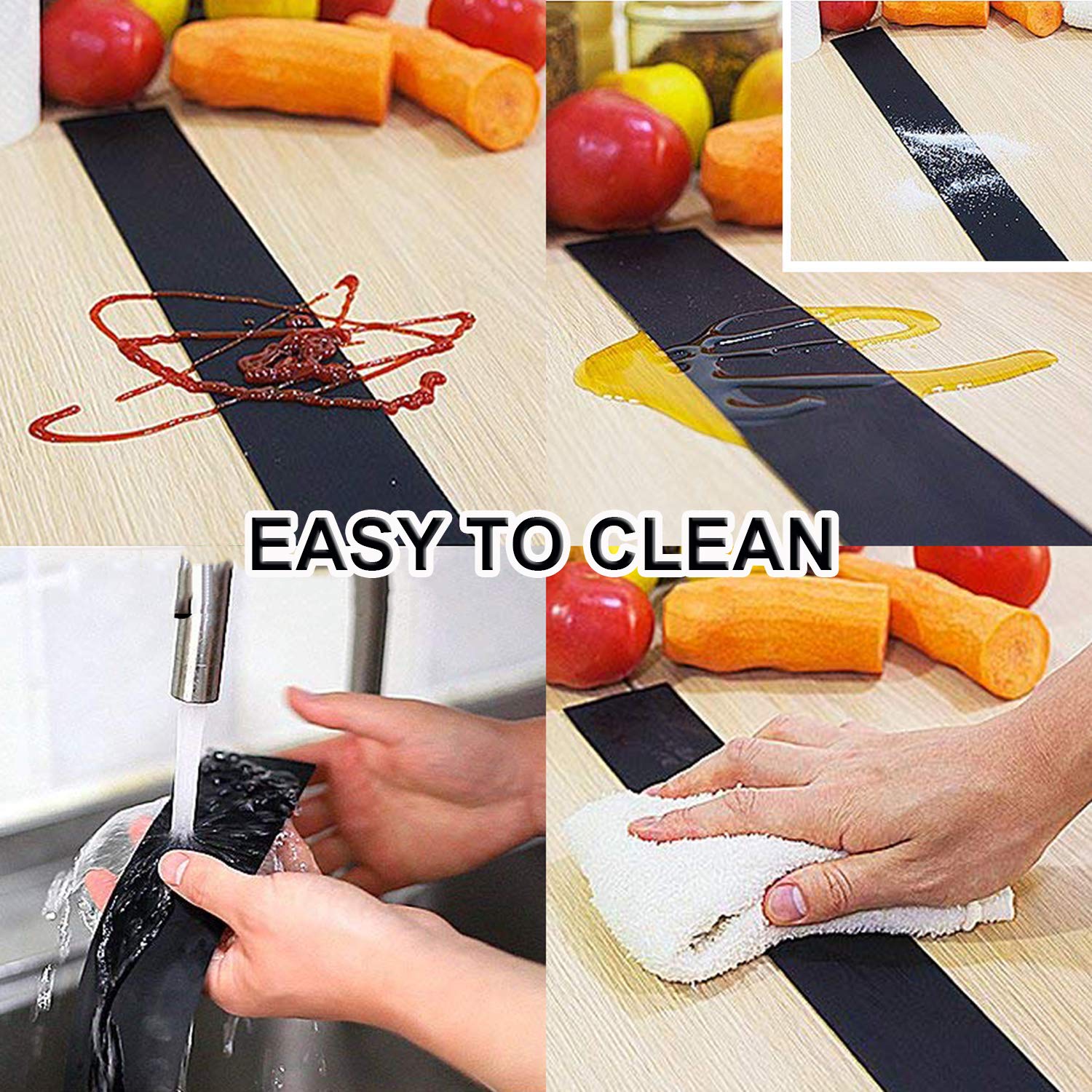 Kitchen Silicone Stove Counter Gap Cover Set of 2 Heat Resistant Stove Gap Fillers Oil and Grease Proof Sealing Strip Stove-top