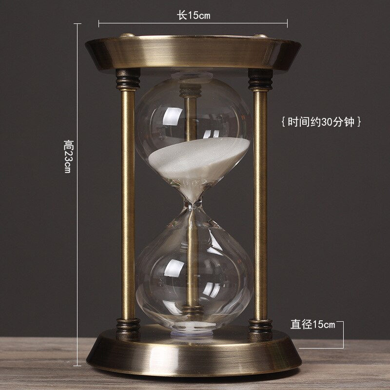 Retro metal time hourglass pendulum timer Sand Timer Wooden Hour Glass Clock Home Decoration Decor: 30 min golden