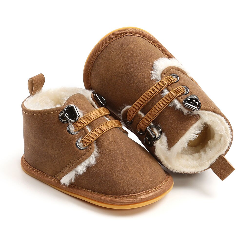 0-18M Neugeborenen Baby Booties Winter Warme Pelz Futter Nicht-Unterhose Gummi Sohle Stiefel Kleinkind Prewalkers 4 farben: B / 7-12 Monate