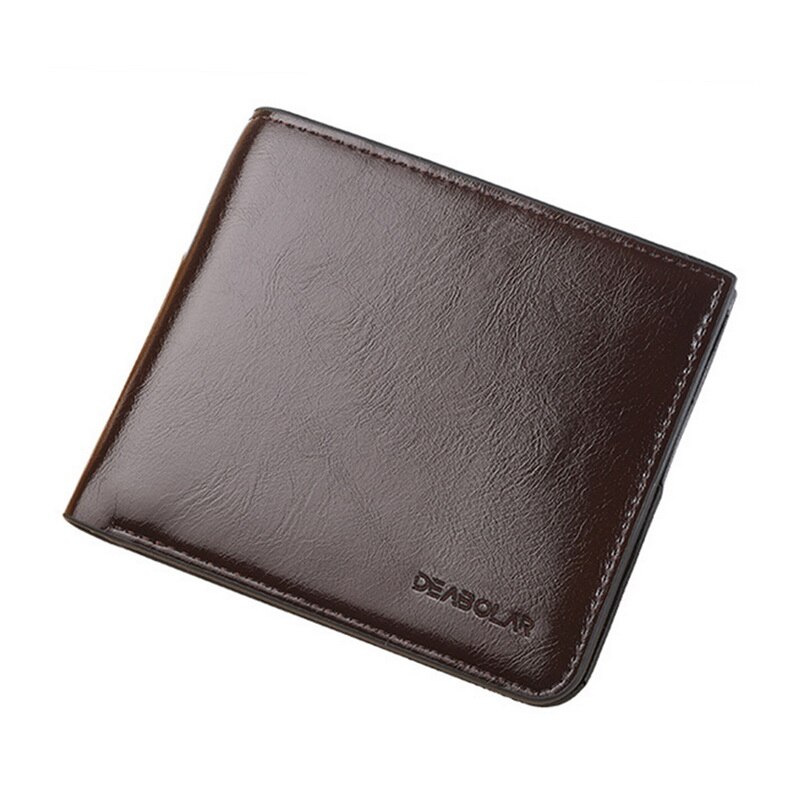 Genuine Leather Wallet Men Clip Cowhide Wallet Men Brand Coin Wallet Small Clutches Men's Purse Coin Pouch Short Men Wallet: B coffee