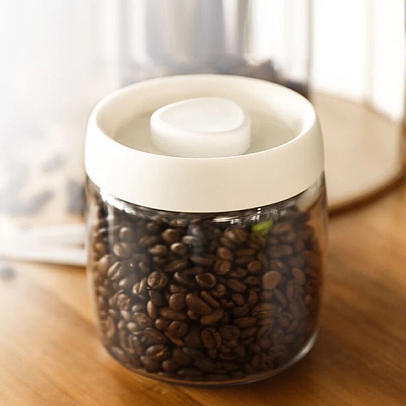 Vacuum storage bottle sealed glass bottle coffee storage jar food container storage tank kitchen storage tank transparent
