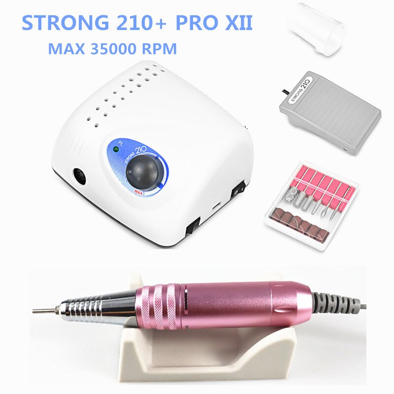 XIINail-taladro Strong 210 PRO, cortadores de máquina de manicura eléctrica uña, pulidora, lima de uñas, 35K: Caqui oscuro