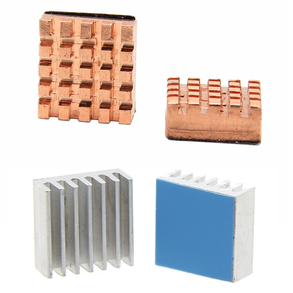 Raspberry pi Heatsink Kit 2Pcs Copper Heat Sink + 2Pcs Aluminum Heatsinks for Raspberry pi4 Model B/3b+/ 3b / 2b / b+ / zero / z