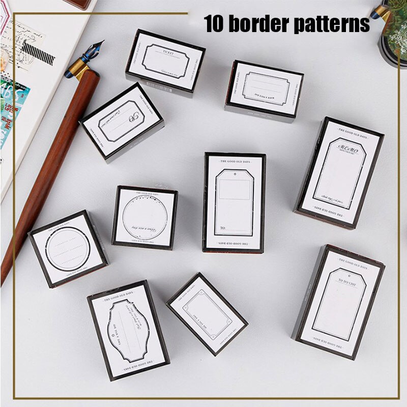 Timbre Standard Vintage pour Scrapbooking, étiquette à base de bordure noire, timbres en bois et caoutchouc, papeterie pour Scrapbooking, DIY bricolage