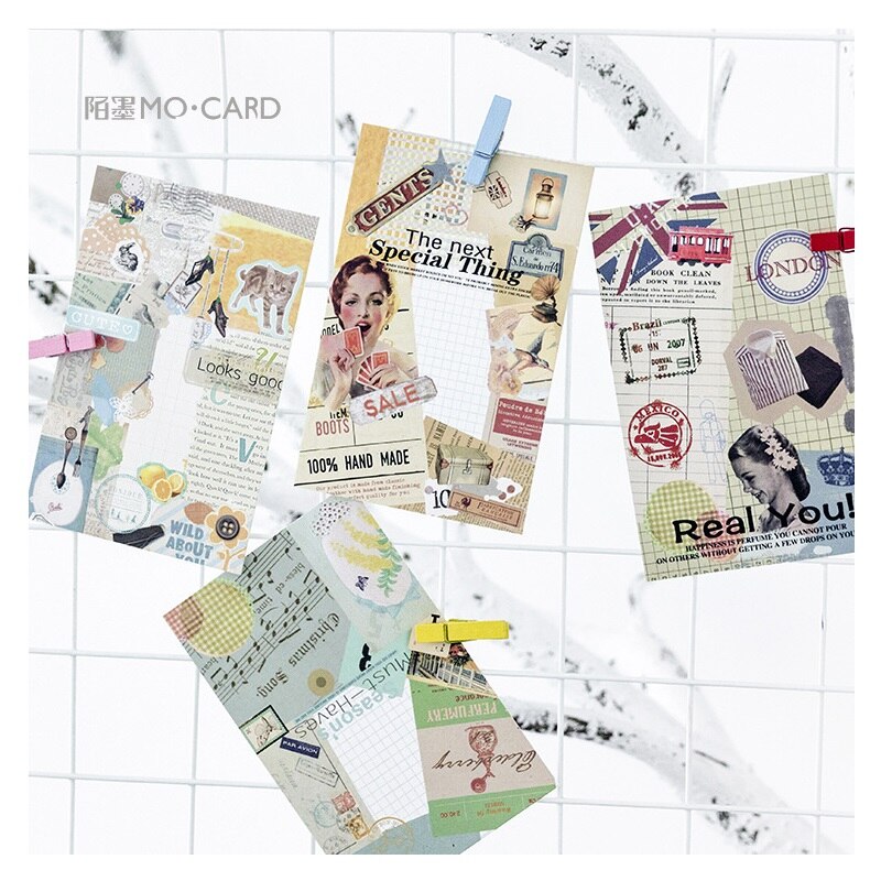 Juego de 30 hojas de postales creativas con Collage, tarjeta de felicitación, tarjeta de mensaje, tarjeta de para Sobre Carta de cumpleaños