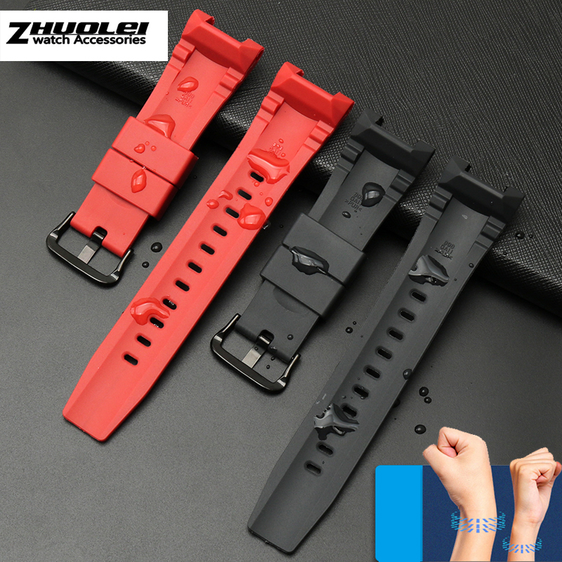 Gummi klokkerem for c-asio g-shock gst -210/w300/400g/b100 vanntett silikon stropper tilbehør 26*14mm