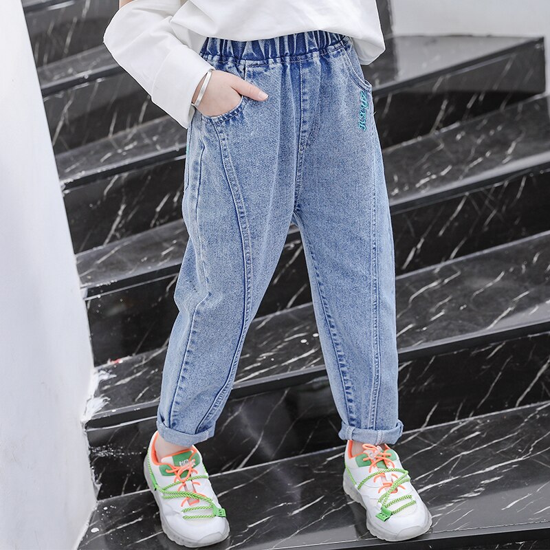 automne enfants jean filles pantalon lettre broderie jean moderne enfants survêtement Denim pantalon 3 à 13 ans filles vêtements pantalons
