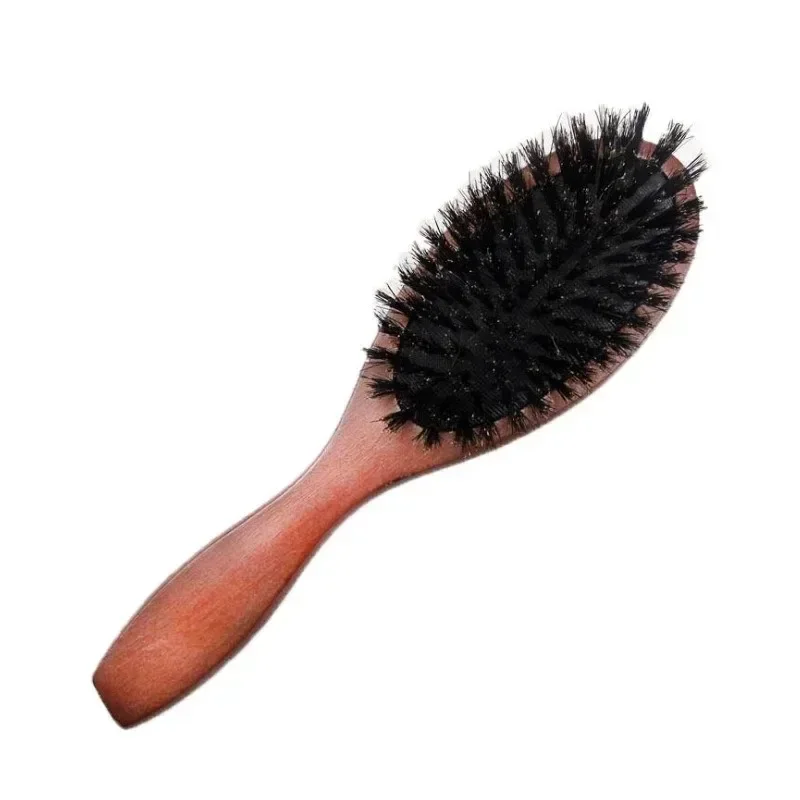 Natural Boar Bristle Brush Comb Anti-Static Oval Hairdressing Hair Styly Comb Wood Woman Hairbrush