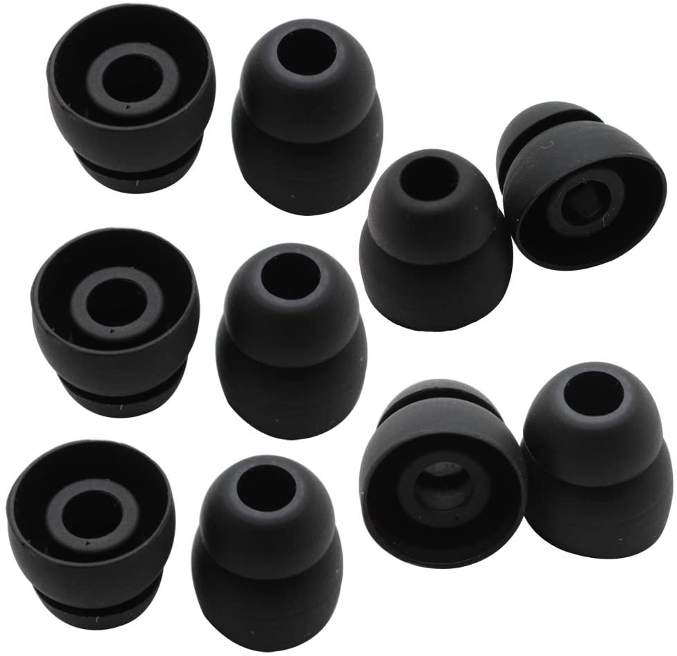 Écouteurs à double glute pour Powerbeats 3, écouteurs sans fil Powerbeats 3, embouts en silicone de remplacement, écouteurs, 10 pièces: Black