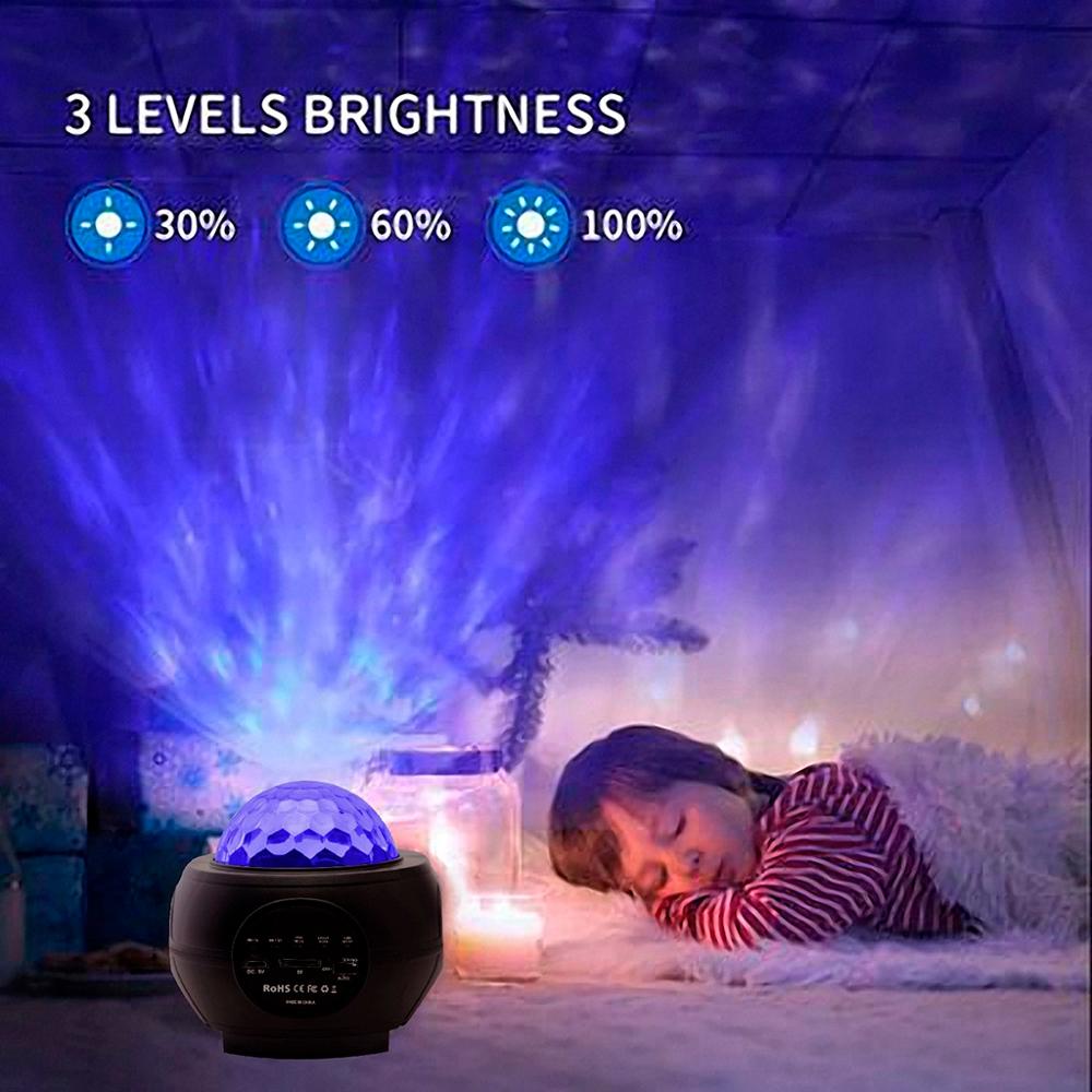 Galaxy Starry Night Lamp LED Star Projector Night Light Ocean Wave Projector with Music Bluetooth Remote Control Kids