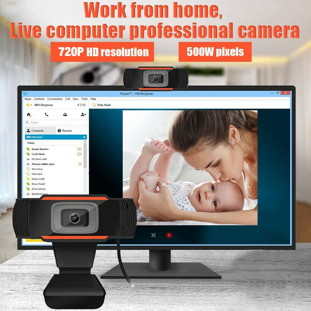 720P High Definition Webcam Auto Focusing Web Camera Cam With Microphone For PC Laptop Desktop Computer