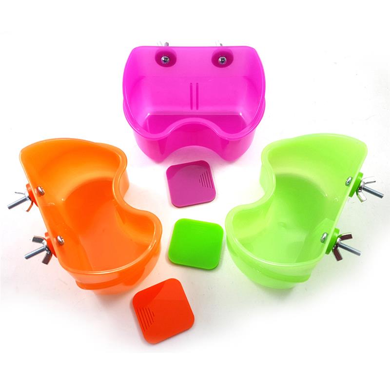 Papegaaienvoerbak, plastic vogelkooikom, platte bodem, voerbak, hangende drinkbak, gereedschap, papegaaienvoerbak met schroef
