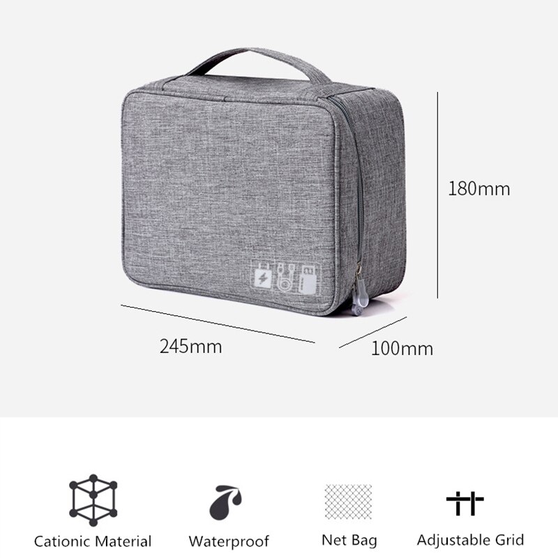 Doozeepa digital rejsetaske stor kapacitet elektronisk arrangør rejsetilbehør gadgets strømkabel oplader digital enhed taske