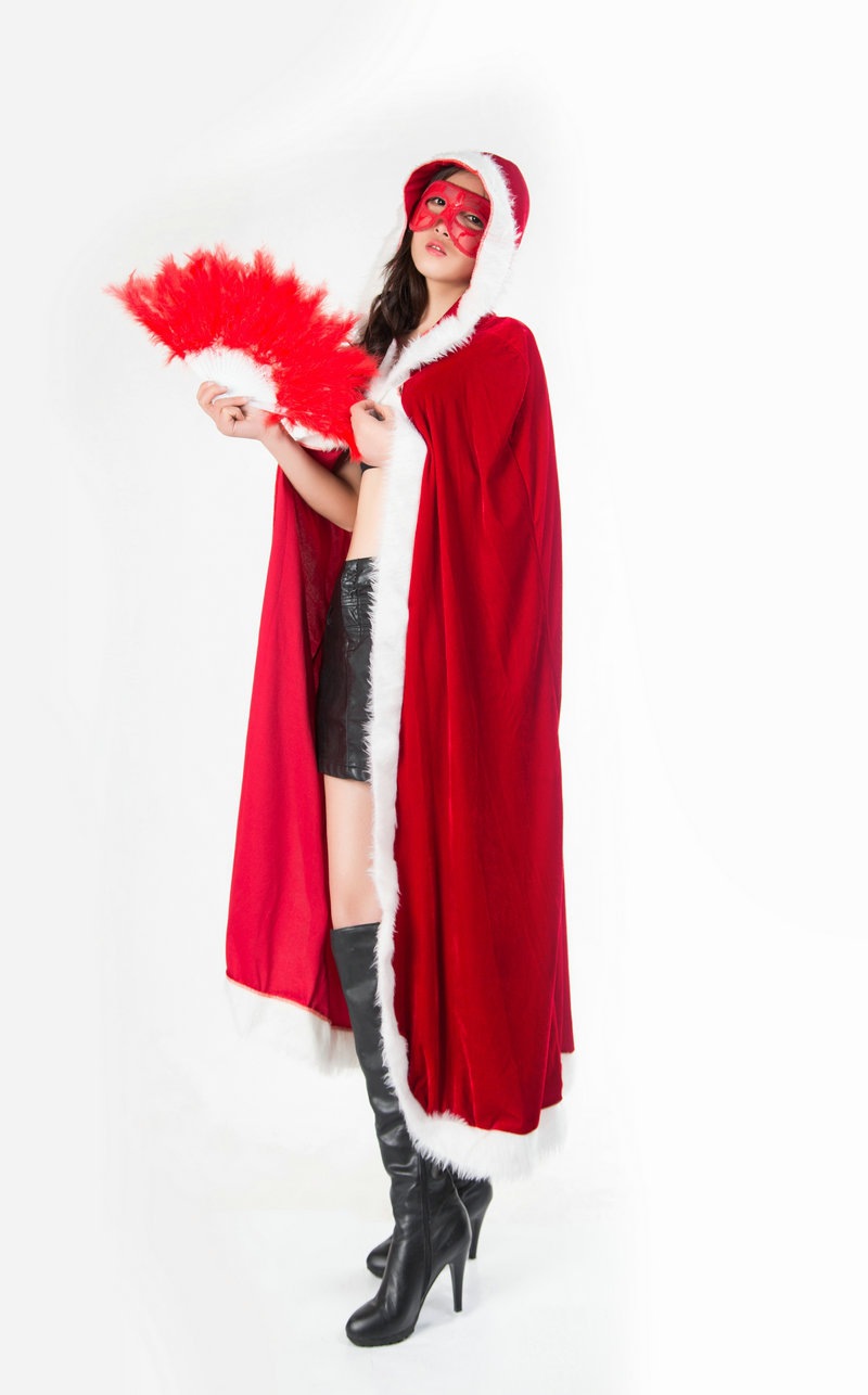 Capa de Navidad para niños, disfraz popular de Papá Noel para adultos, rojo, largo de 100-150cm
