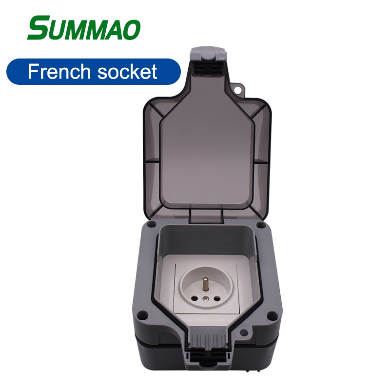 16A IP66 Waterproof Wall Power Socket Box Outdoor Electrical Outlet France Standard Plug Outlets Grounded Sockets for Ship Boat