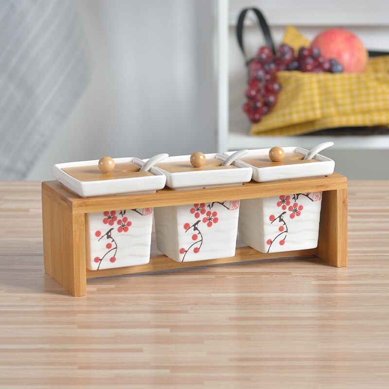 NEWYEARNEW Ceramic Spice Storage Bottles Jars Kitchen Tools Set Japanese-Style Combination Herb Home Wedding
