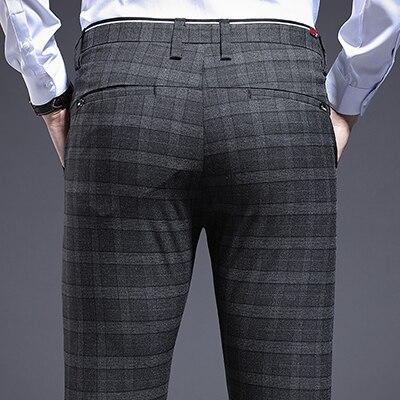 Loldeal Nuovo Cotone di Qualità degli uomini di Pantaloni di plaid di Affari casuale degli uomini Sottili di Classico