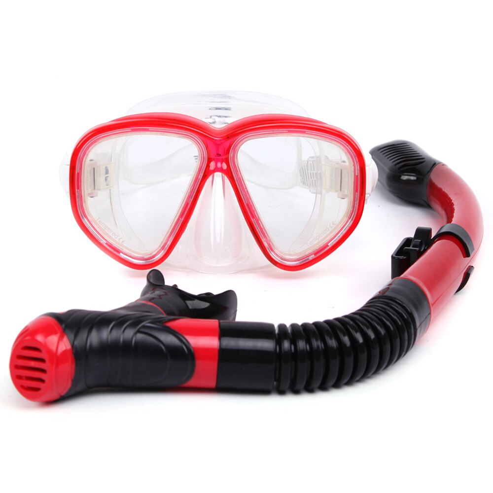 Snorkeling Goggles Snorkel Set Anti-Fog Tempered Glass Scuba Snorkeling Mask Gear Scuba Diving Masks Pool Equipment: Red