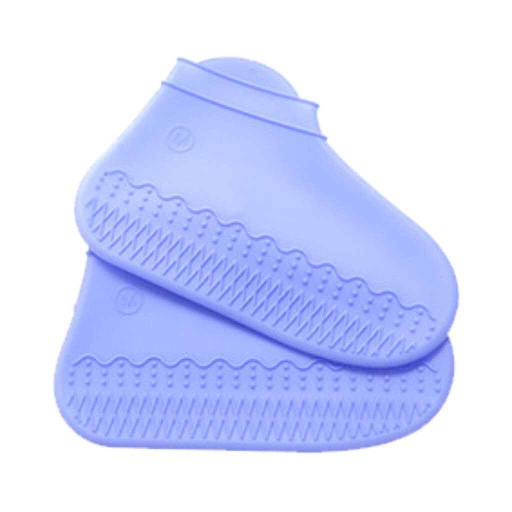 Tykkere silikone regnstøvler gennemsigtig skridsikker regntæt dragt vandtæt skoovertræk hjem støvtætte sko støvler opbevaringspose: Blå s