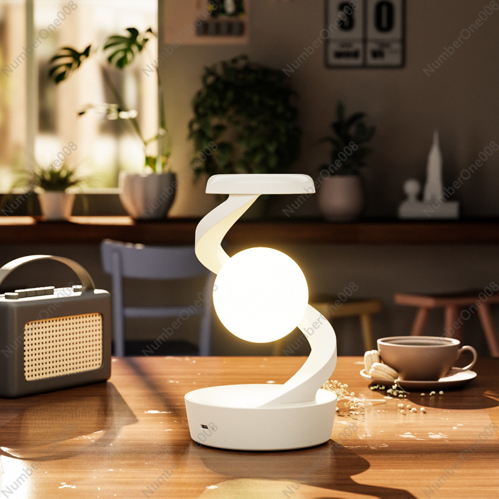 Rotating Suspension Desk Light RGB Ambient Light Mobile Phone Wireless Charging Night Light