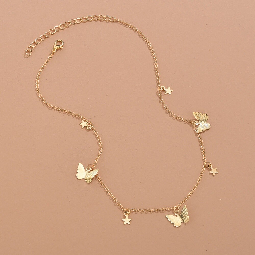 Gouden Ketting Vlinder Hanger Choker Ketting Vrouwen Verklaring Collares Bohemian Strand Ketting Sieraden Collier