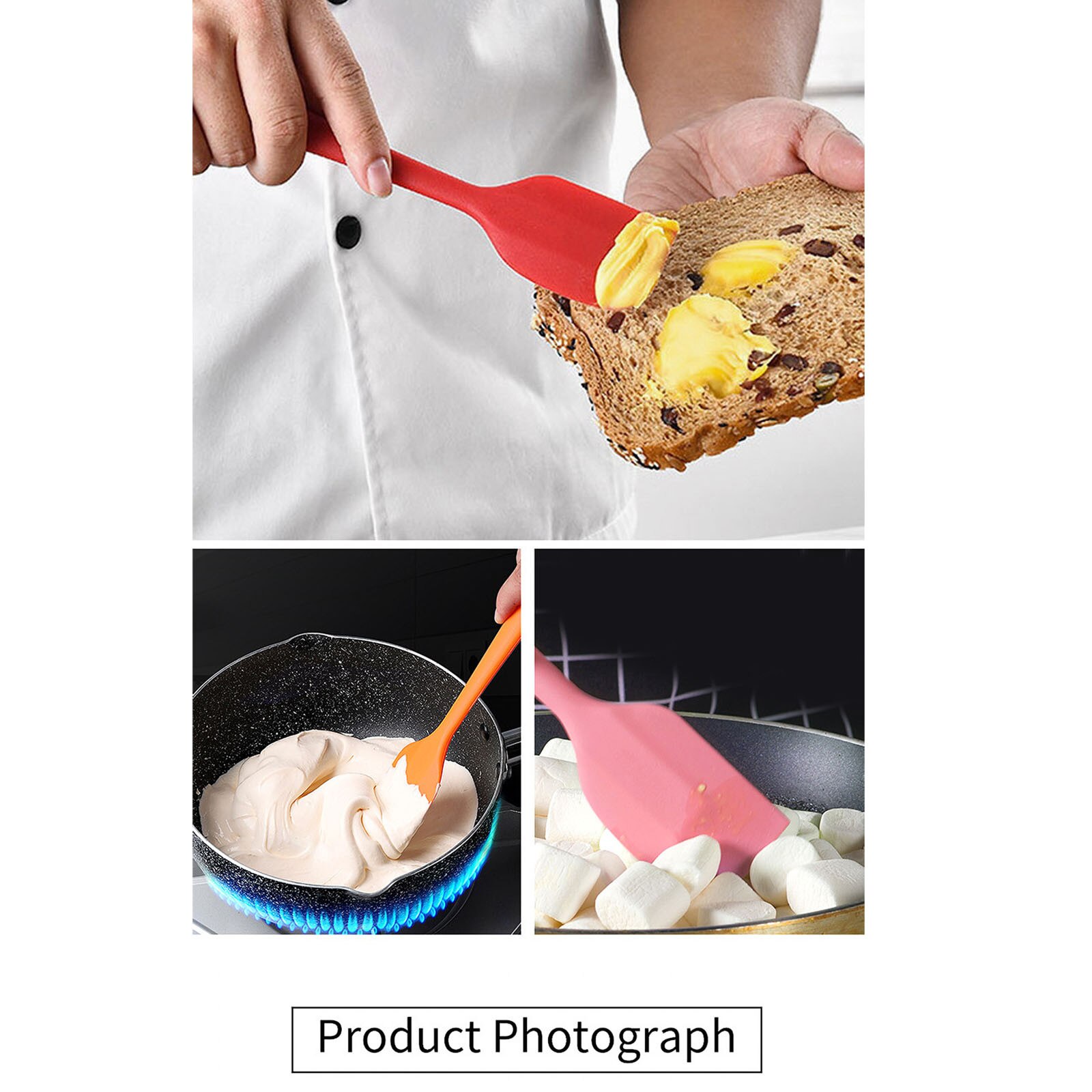 Multicolor Food Grade Non Stick Boter Koken Siliconen Spatel Set Cookie Pastry Schraper Taart Bakken Spatel Siliconen Spatel #6
