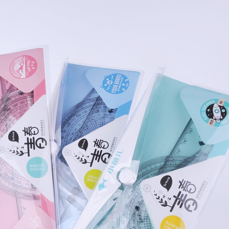 4 pcs/set Transparent Plastic Ruler Set Stationery For School Math Geometry Set Student Drawing Stationeries Office Supplies