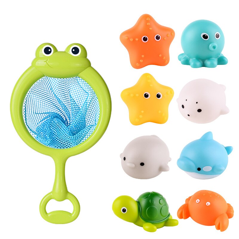 Neue Baby Nette Tiere Bad Spielzeug Schwimmen Wasser Spielzeug Weiche Gummi Float Induktion Leucht Frösche Kinder Waschen Spielen Lustige