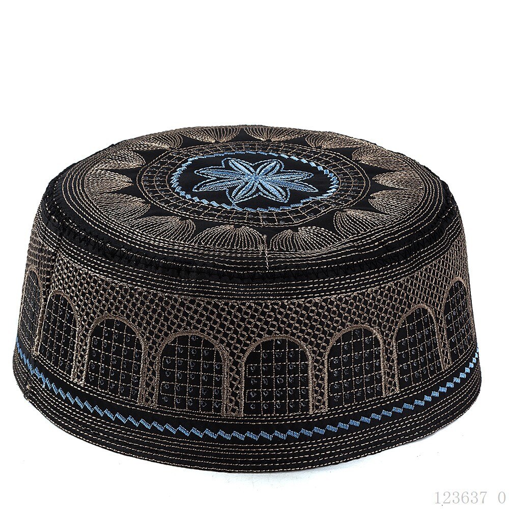 Chapeaux de prière hommes Kippot Musulman islamique turc indien eau casquette kippa Topi Kufi Namaz bonnet Gorro Musulman vêtements islamiques: Black
