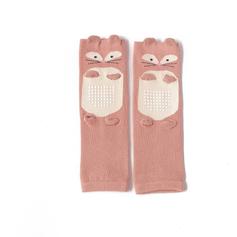 Joelheiras de raposa com desenhos, meias de joelho fofas para meninos e meninas engatinhando, outono e inverno, antiderrapantes e protetor de segurança para crianças: dark pink