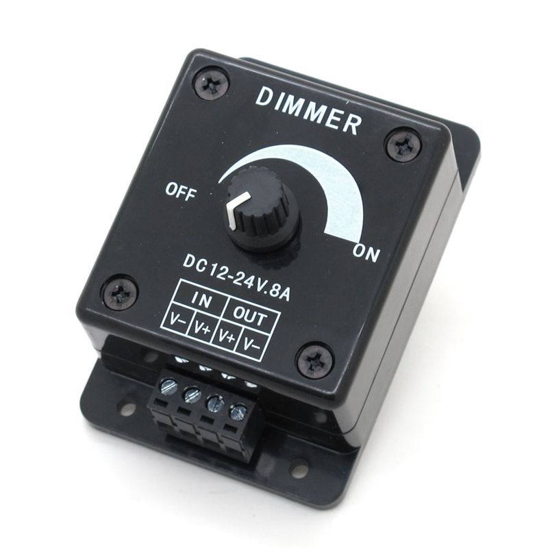 Black LED Dimmer Switch DC 12V 24V 8A Adjustable Brightness Lamp Bulb Strip Driver Single Color Light Power Supply Controller