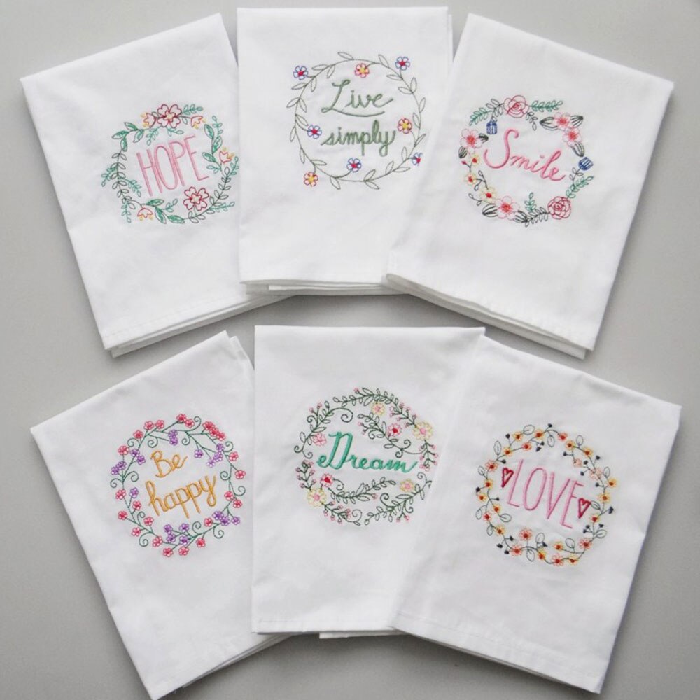 Eenvoud Stijl Puur Katoen Brief Bloemen Geborduurde Diner Servetten Placemat Voor Wedding Party 45x65cm