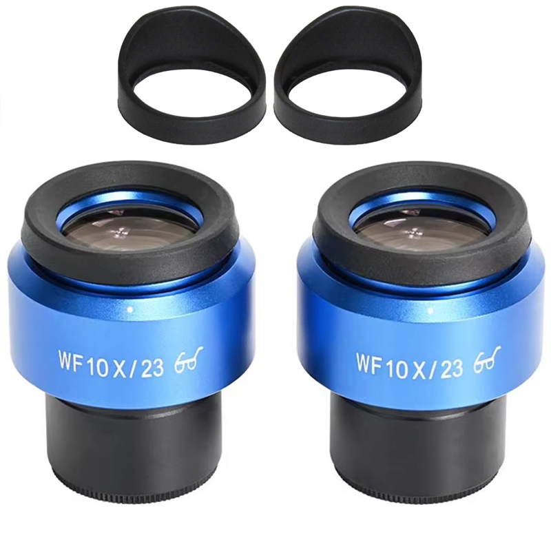 2Stck WF10X/23 Mikroskop Weitwinkel Okular Okular Eyepoint Objektiv Einstellbare Breite Feld 30mm Weitfeld Mikroskop Okular: Silber