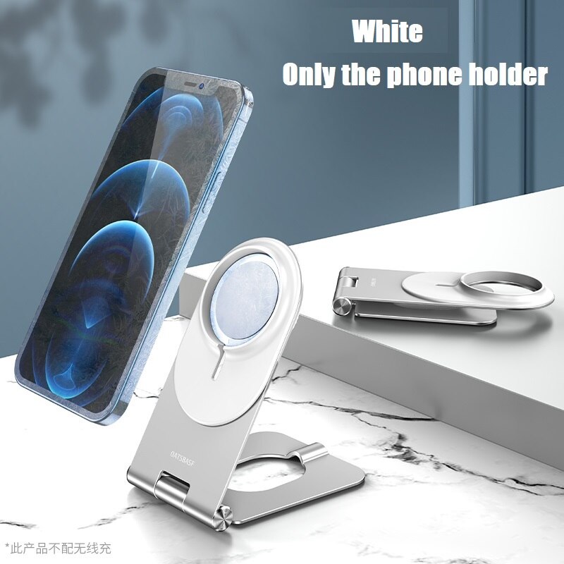 Portable Wireless Magsafing Charger Stand Foldable Magnetic Fast Charging Mobile Phone Holder For iPhone: Phone Holder White