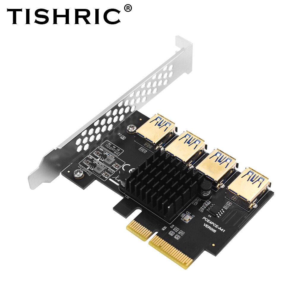 TISHRIC Mining Connectors PCIE Riser 009S/010/010X/011 PCI Express Multiplier PCIE 1 to 4 Riser Expansion Card Add on Cards: 1PCS PCIE 4X to 4USB