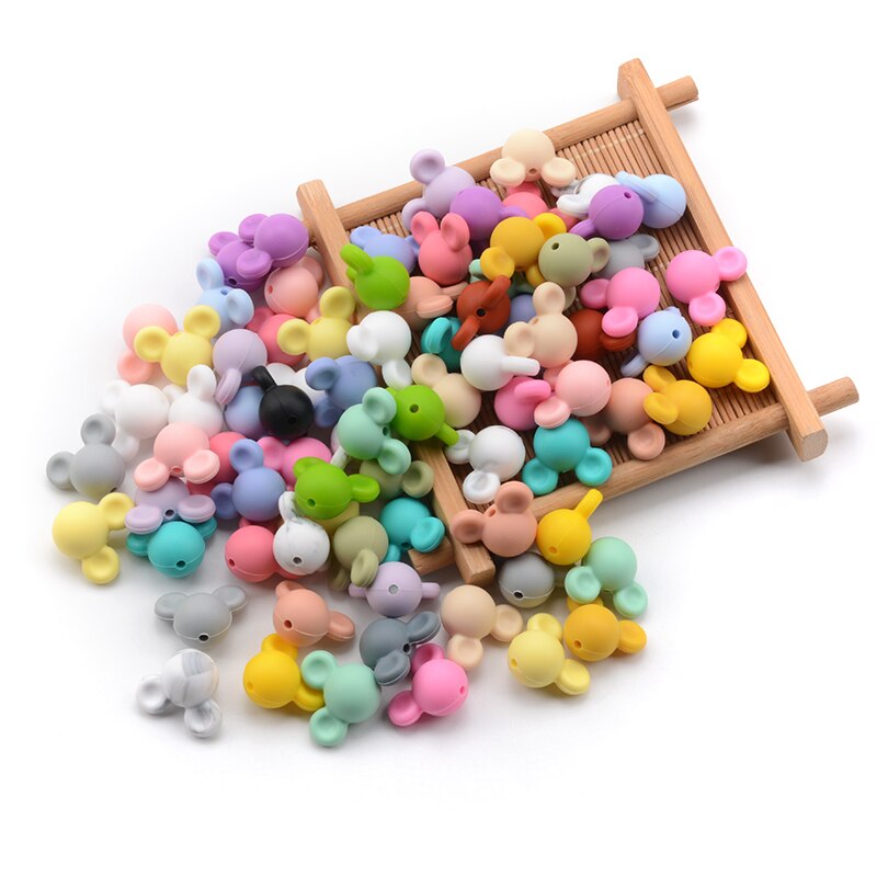 Anneau de Dentition en Silicone, Perles Souris, pour Bébé, Alimentaire, Coloré, Collier à Mâcher, Bracelet, Fabrication de Bijoux, 10 Pièces