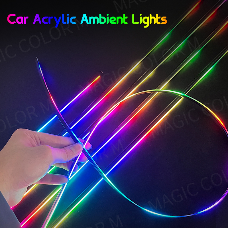 18 in 1 auto omgevingslicht 64 kleuren acrylstrips 110 cm 90 cm 75 cm 35 cm 20 cm volledige kleuren RGB auto-interieur Bluetooth app-bediening