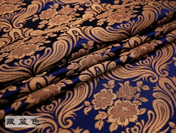 Brokade stof cheongsam og kimono materiale satin stof til syning diy: Marine blå
