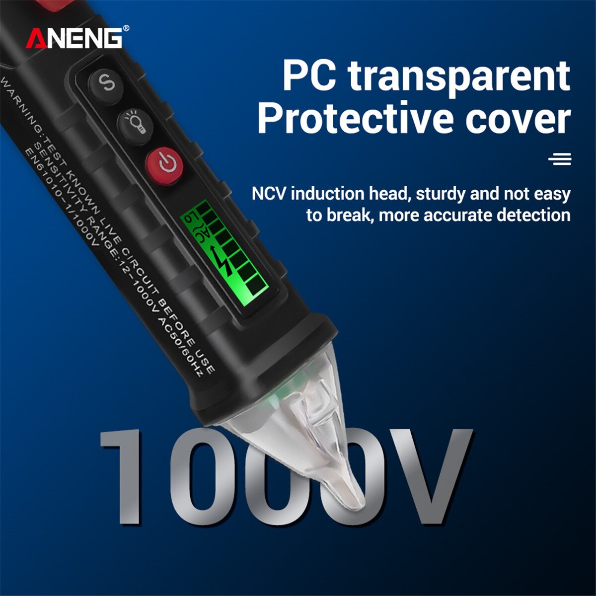ANENG VC1010 12V-1000V Dual Range Electrical Tester Pen Non-Contact AC Voltage Tester with Variable Sensitivity
