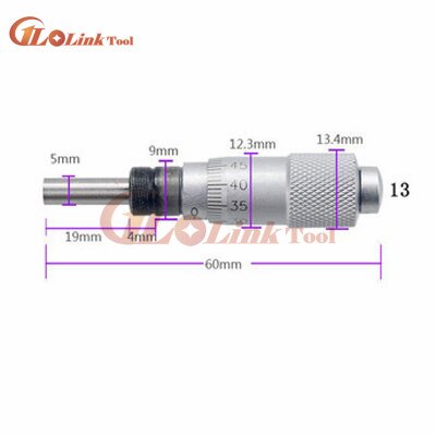 Silver Range 0-13mm Round Needle Plat Type Measure Tool Knurled Adjustment Knob Micrometer Head Measurement: 0-13mm  NO.13