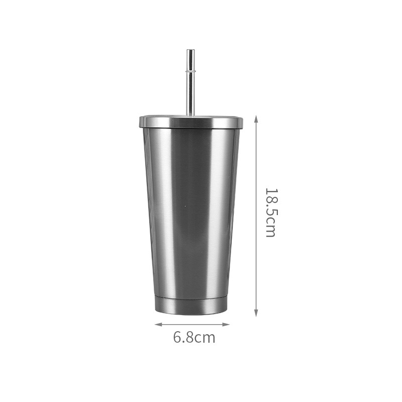Vacuum Insulated Mug Stainless Steel Thermos Cup Car Coffee Milk Tea Drinking Cup With Straw