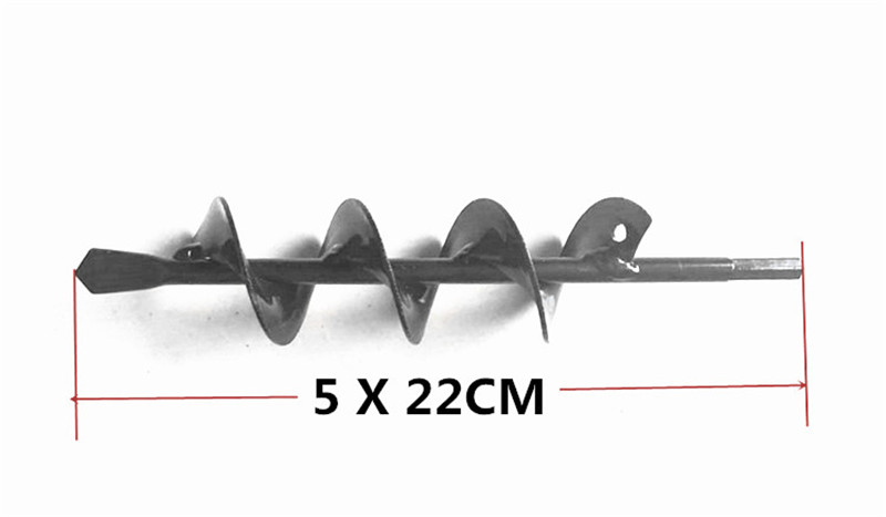 1PCS Earth Auger Hole Digger Tools Planting Machine Drill Bit Fence Borer Petrol Post Hole Digger Garden Tool: 5 X 22CM