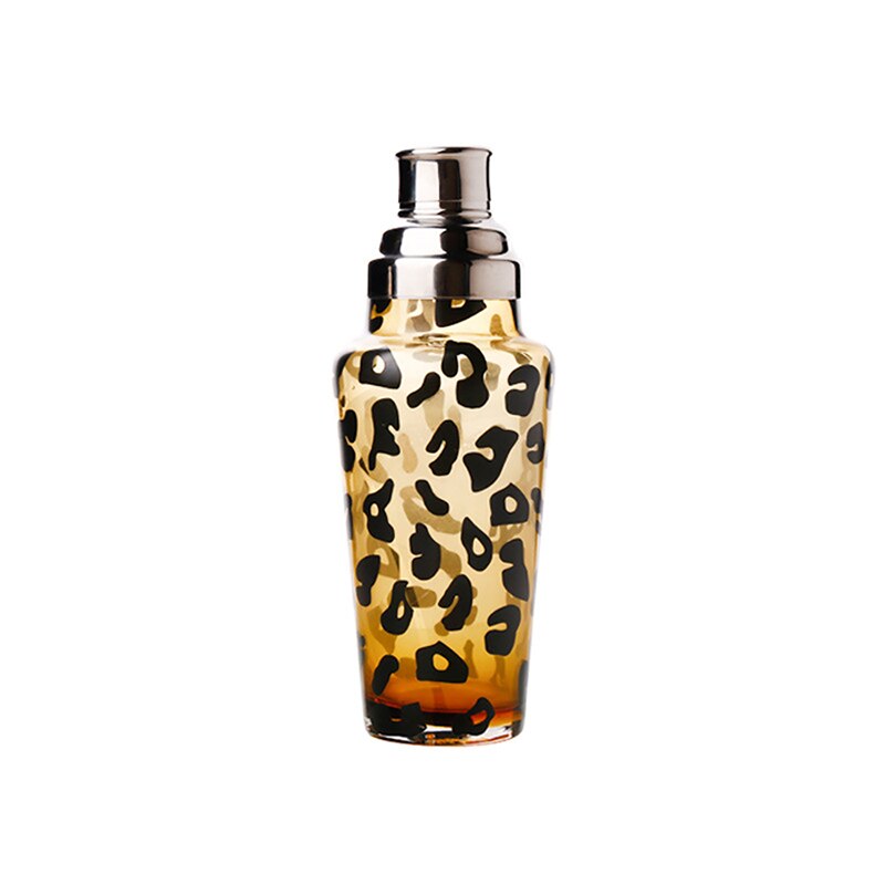 Deouny 1000ml glasaktig cocktailshaker retro trestegsmönstrad cocktail minibar bartending shaker bartender bartillbehör: Bw