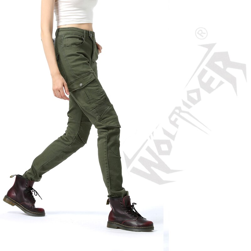 H-EV-06 Motorcycle Pants women Moto Jeans Protective Gear Riding Touring Motorbike Trousers Motocross Pants Green Moto Pants