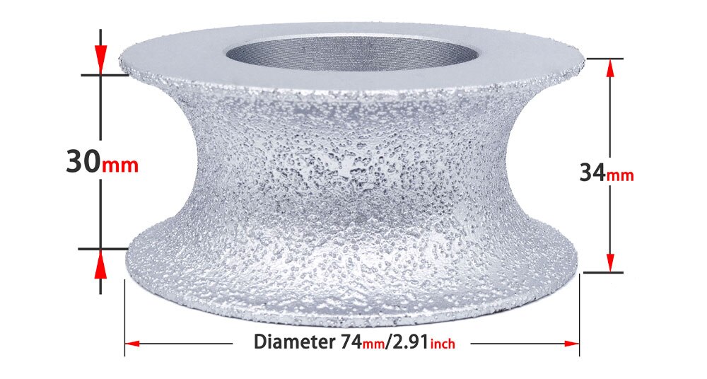 SUBRILLI Diamant Schleifen Rad Vakuum Gelötete Volle Bullnose Diamant Router bisschen Profilierung Rad Für Stein Granit Rand Schleif: 30MM