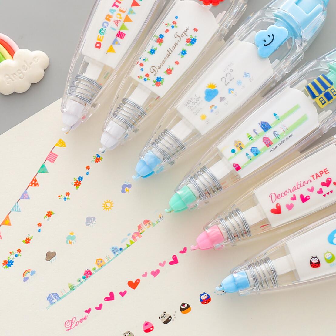 Cinta de corrección decorativa Kawaii de varios patrones, Corrector para diario, papelería, suministros escolares, accesorios