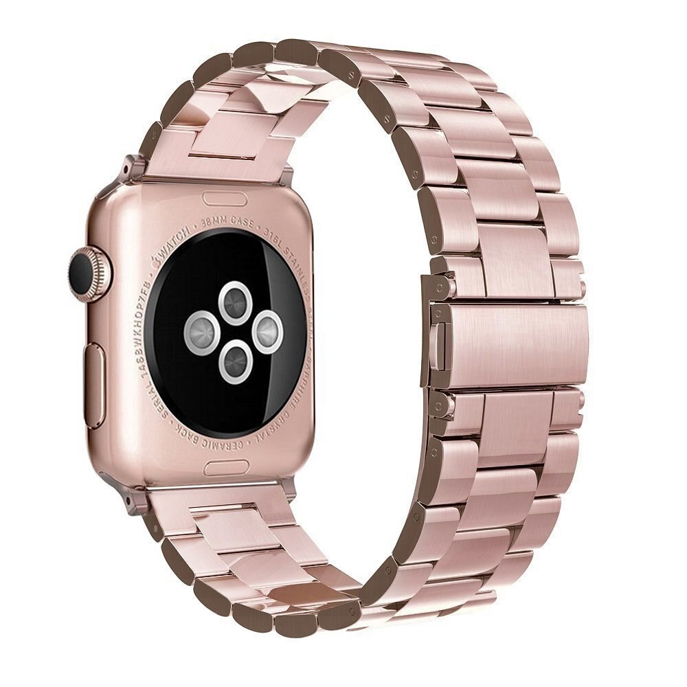Bracelet en acier inoxydable pour Apple Watch, 38/42mm/40/44mm série 1 2 3 4 5 6, pour iwatch 5, bracelet avec bouton rose or