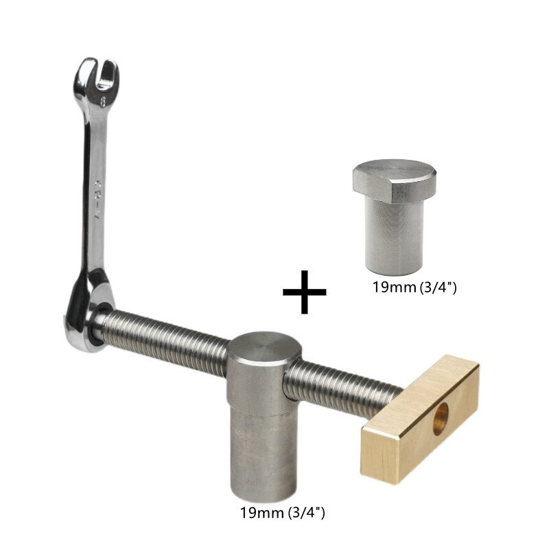 Houtbewerking Desktop Clip Snelle Vaste Klem Messing Armatuur Vise En Holing Boor Voor 19/20Mm Hond Gat joinery Werkbanken Gereedschap: 2pc 19mm