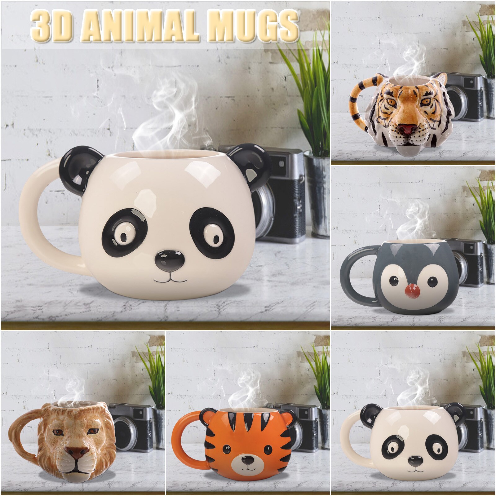 Saintgace 3D Leuke Cartoon Dier Water Cup Keramische Thee Koffie Kopjes En Mokken Stereo Vision Paar Mok Drinkware Tazas